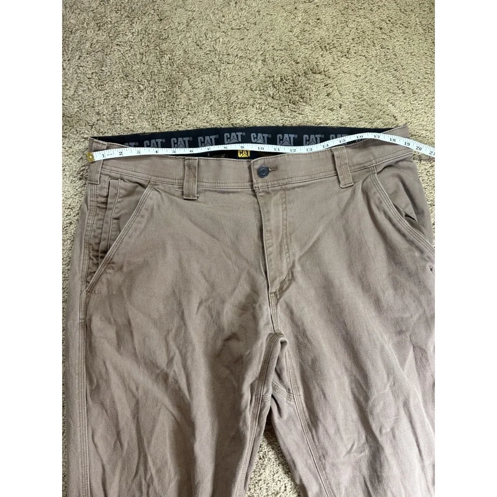 CAT‎ Pants Men 38x32 Brown Utility Straight Leg Stretch Flex Waistband Workwear